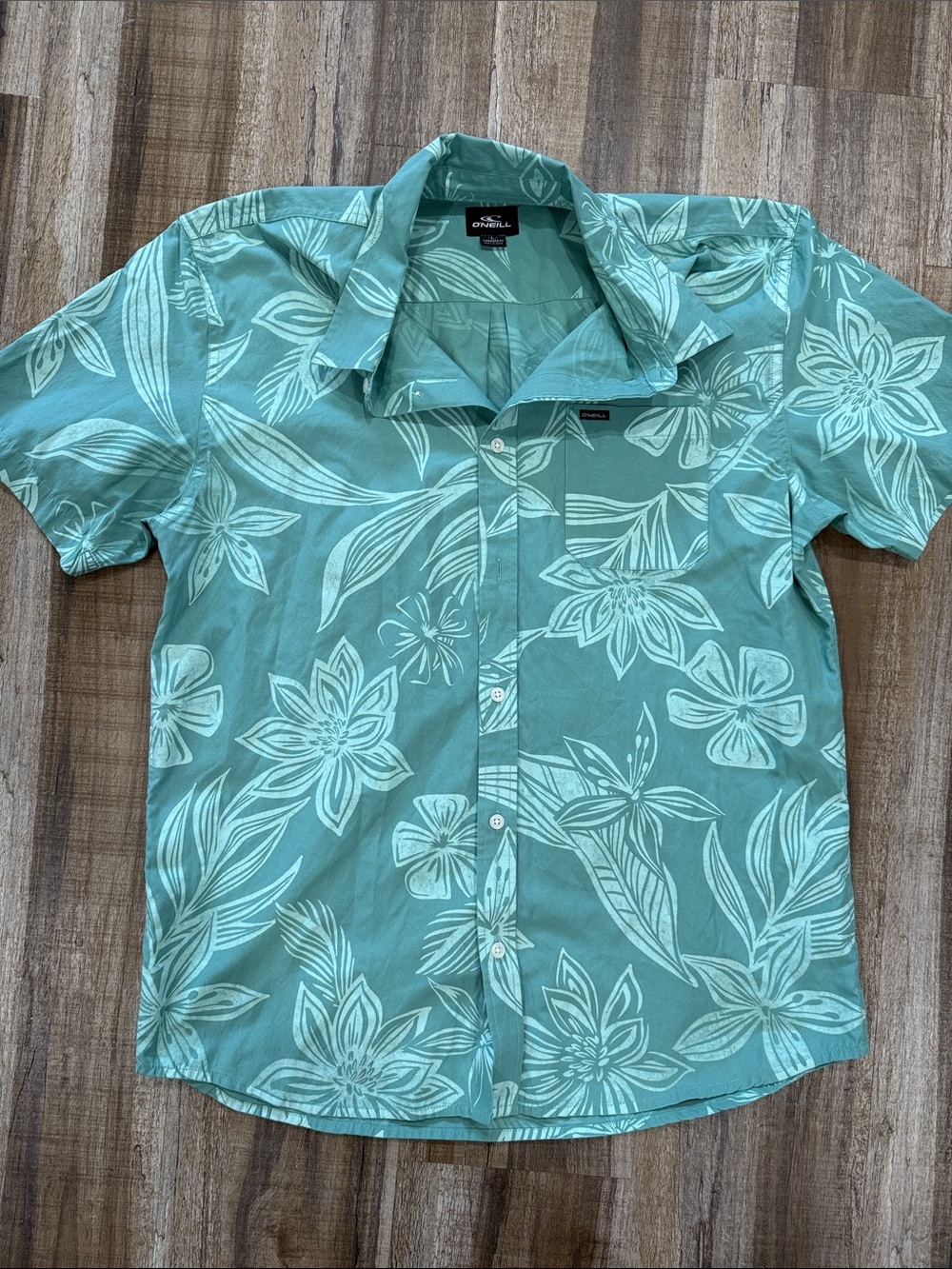 O'Neill Men's Mint Green Tropical Floral Button-Up Shirt